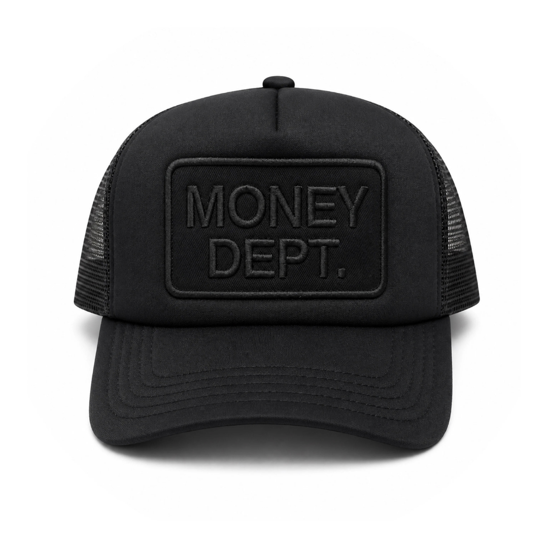 Money Dept Patch Trucker Hat (Black/Black)