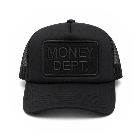 Money Dept Patch Trucker Hat (Black/Black)