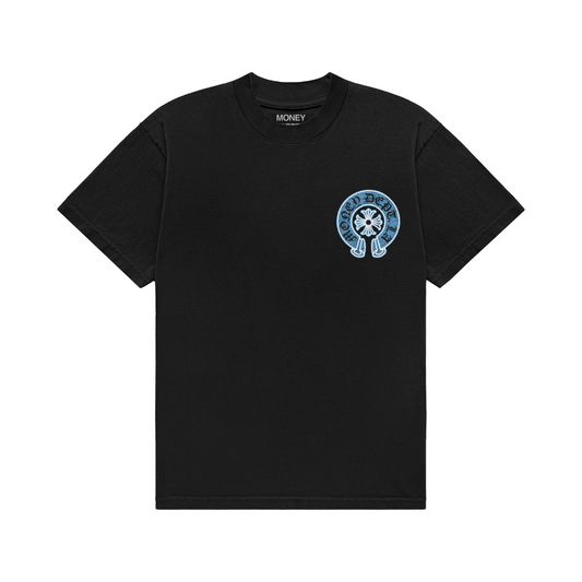 Money Dept Old English Tee (Black/Carolina Blue)