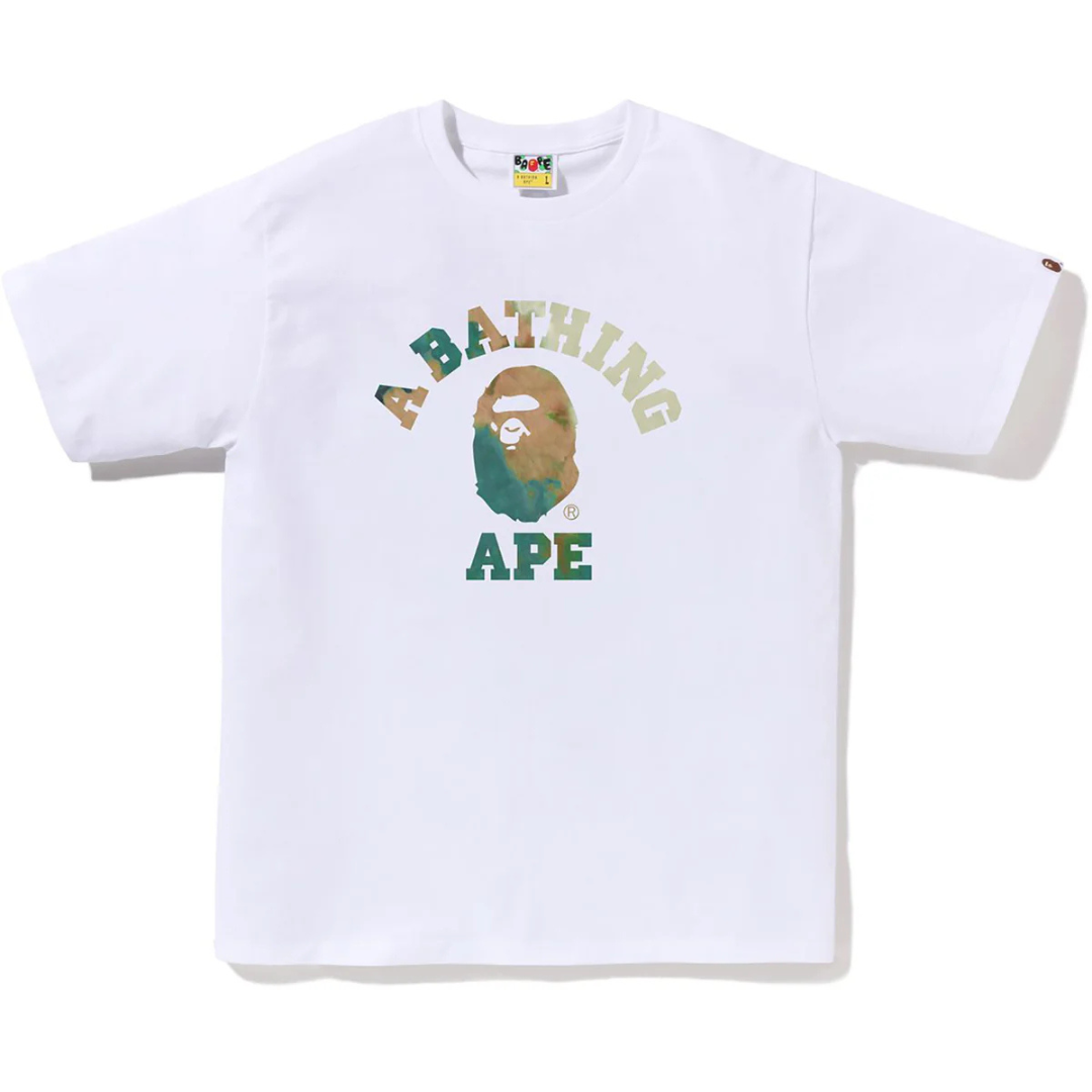 Bape Tie Dye College Tee (White/Beige)