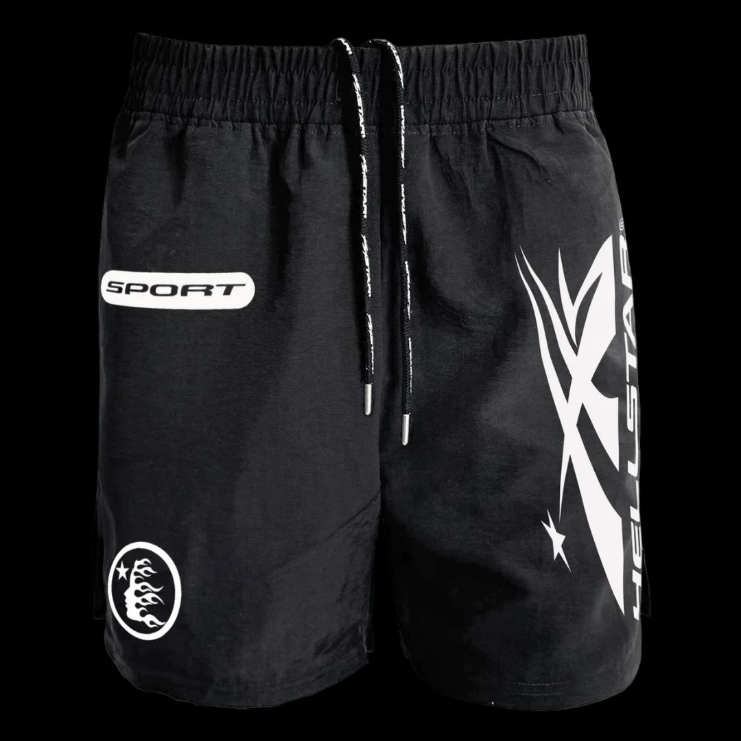 Hellstar Tri Logo Athletic Shorts (Black)