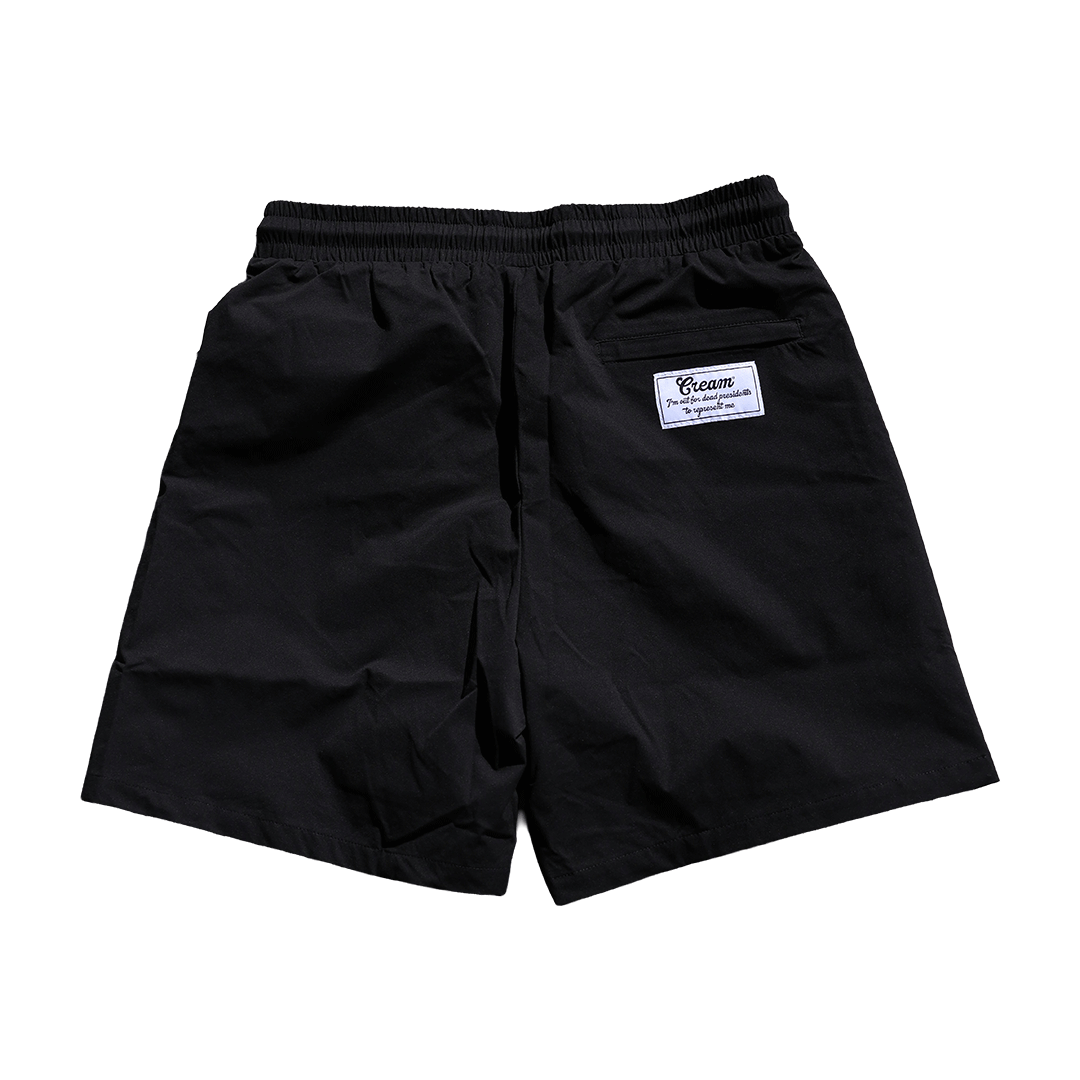 Cream Star Logo Nylon Shorts (Black)