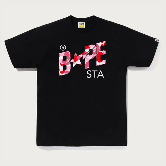 Bape ABC Camo Bape Sta Tee (Black/Pink)