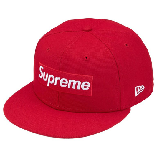 Supreme New Era Rings Box Logo Fitted Hat (Red)