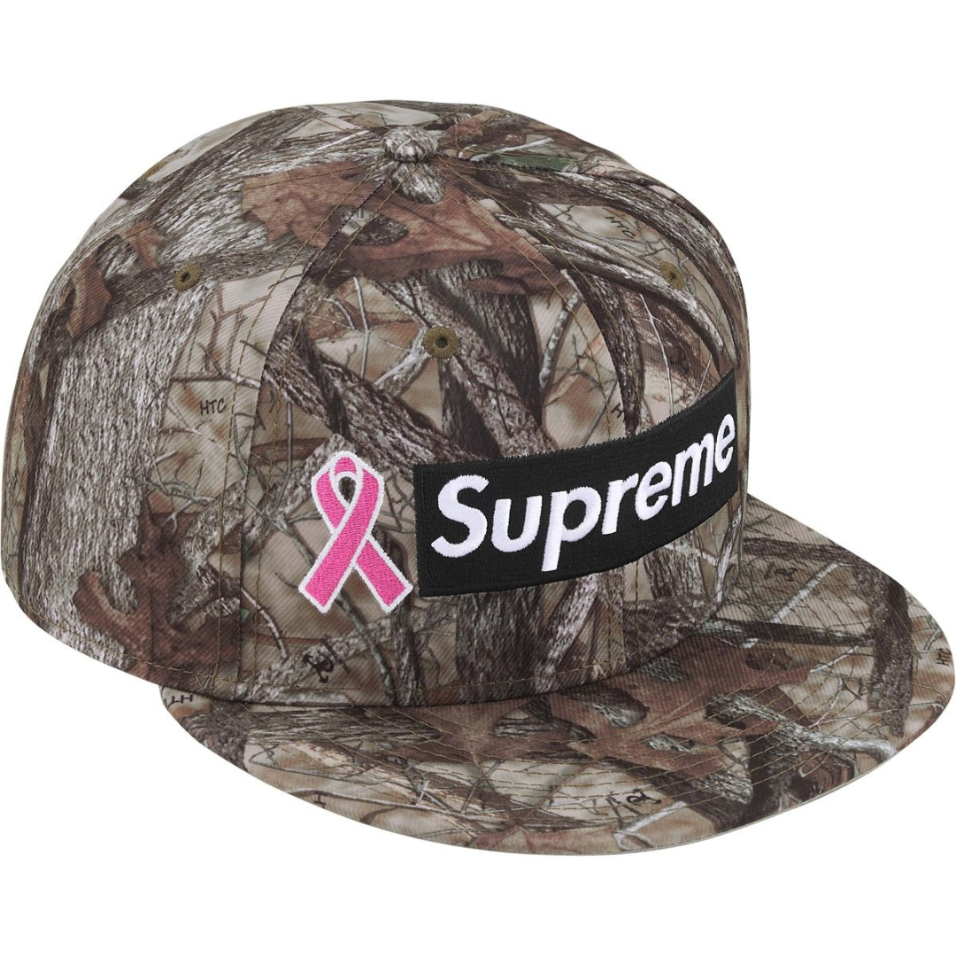 Supreme x New Era Breast Cancer Awareness Box Logo Fitted Hat (Camo)