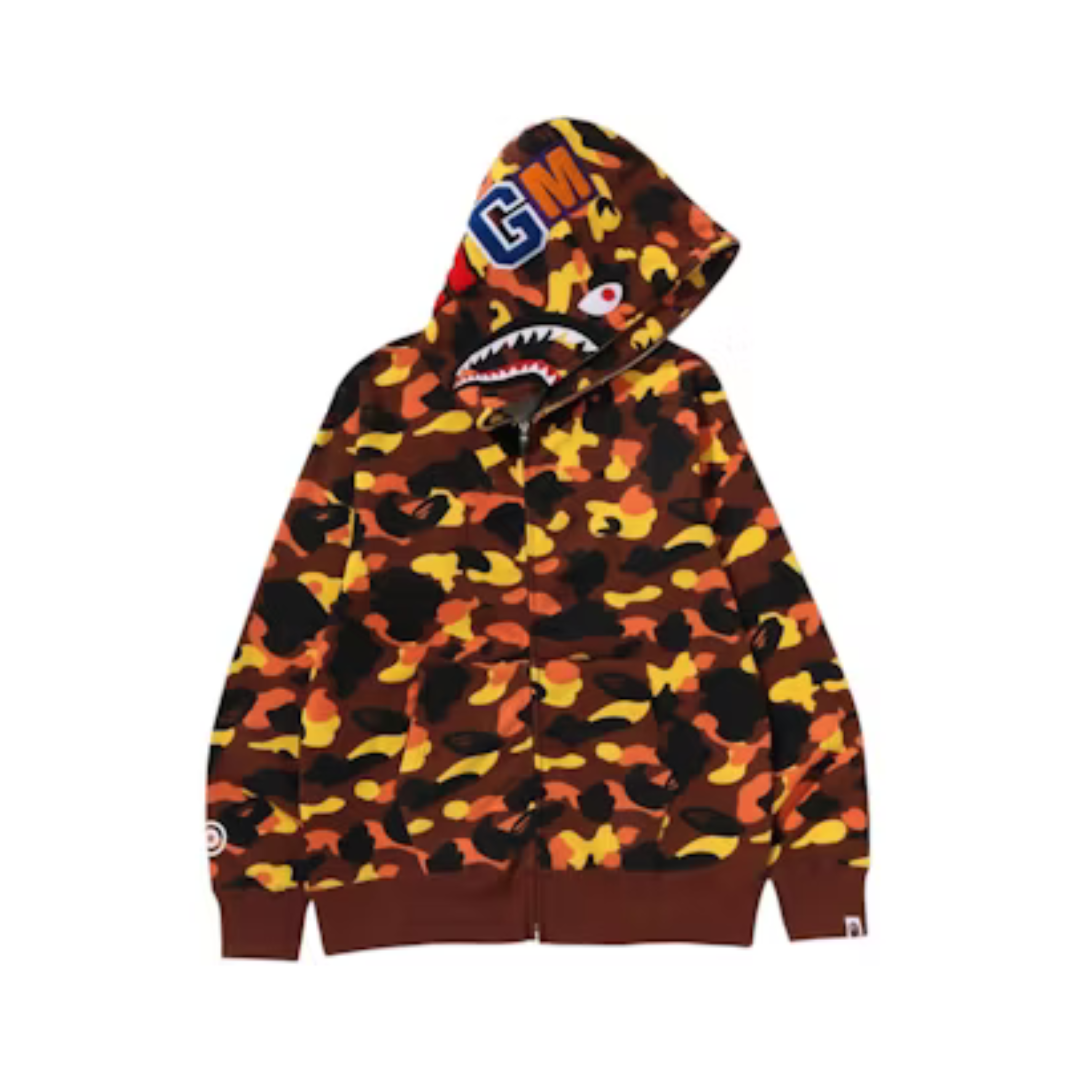 Bape 1st Camo Shark Full Zip Up Hoodie (Orange)