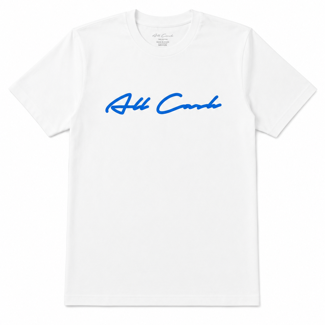 All Cash Font Tee (White/Blue)