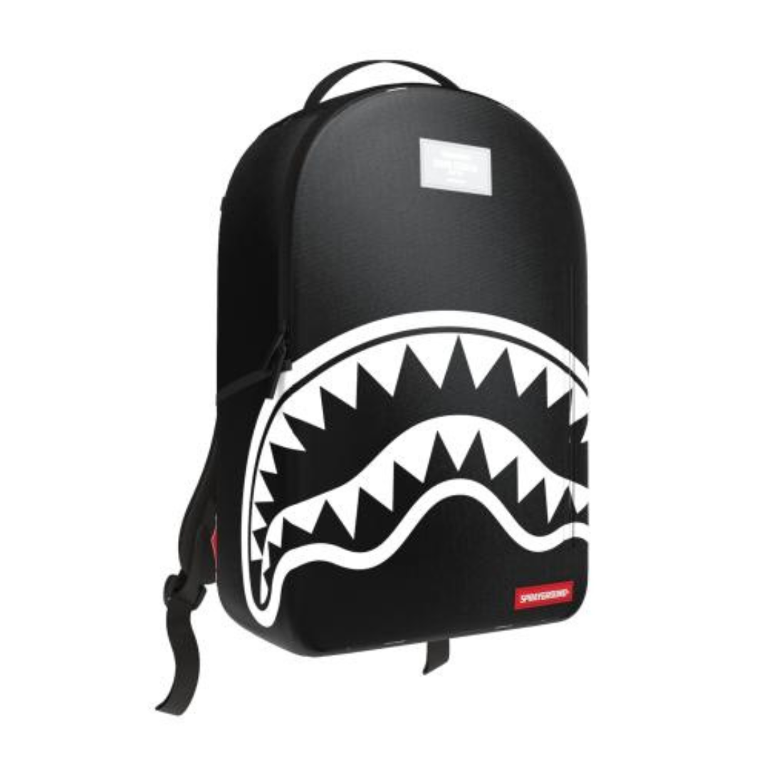 Sprayground Central White Stencil Shark Black Nylon Backpack