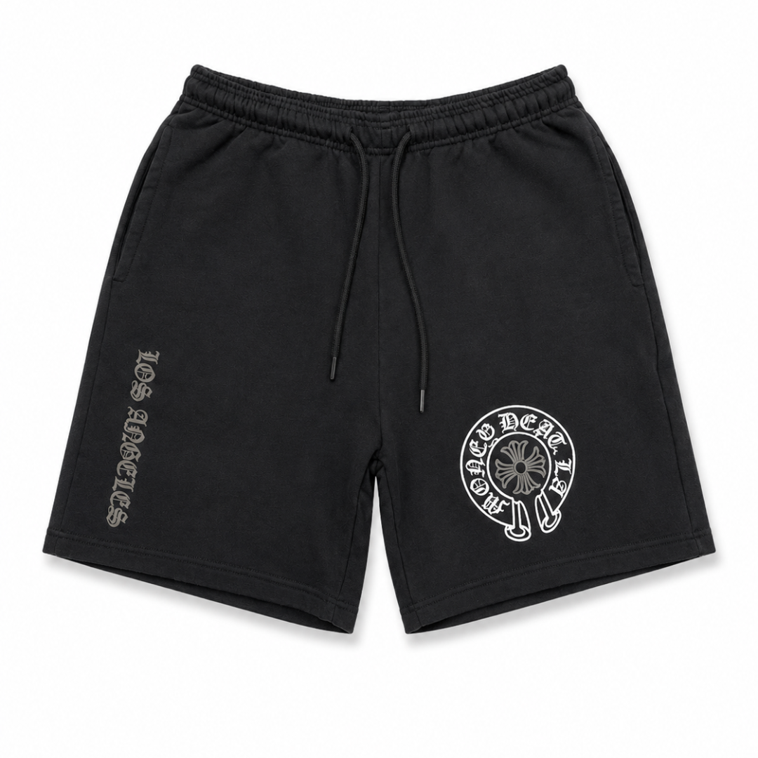Money Dept Old English Puff Print Shorts (Black)