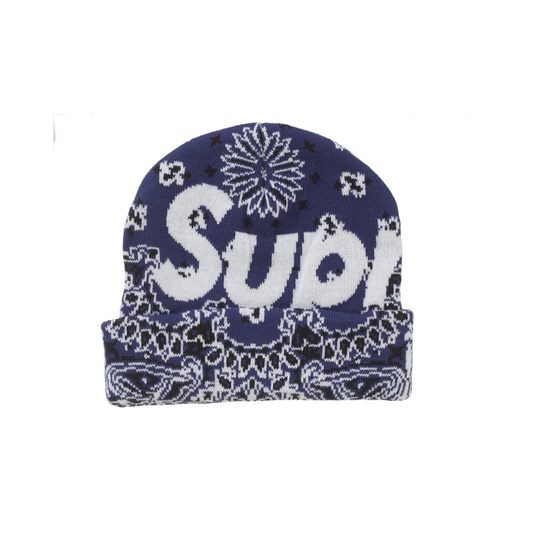 Supreme Bandana Big Logo Beanie (Blue)
