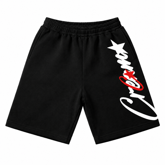 Cream Overlapping Logo Shorts (Black)