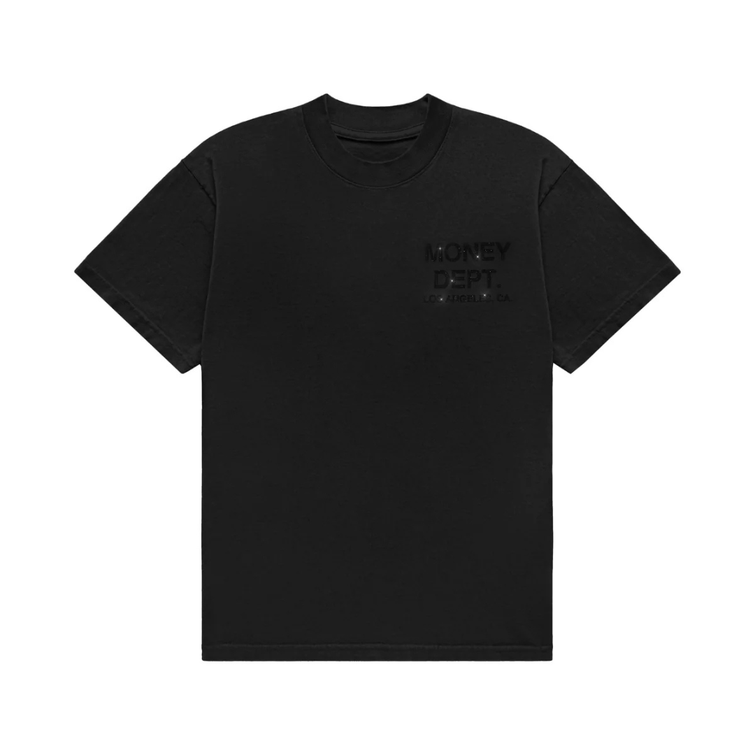 Money Dept Black on Black Rhinestone Tee (Black)