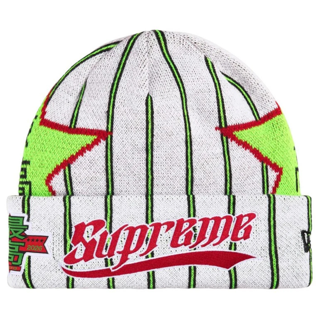 Supreme New Era Stars Beanie (White)