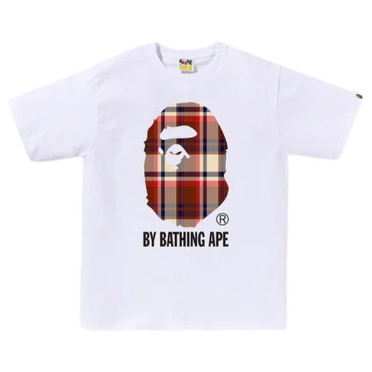 Bape By Bathing Ape Check Big Head Tee (White)