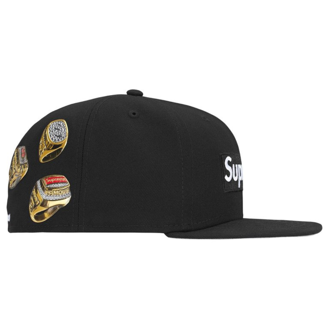 Supreme New Era Rings Box Logo Fitted Hat (Black)