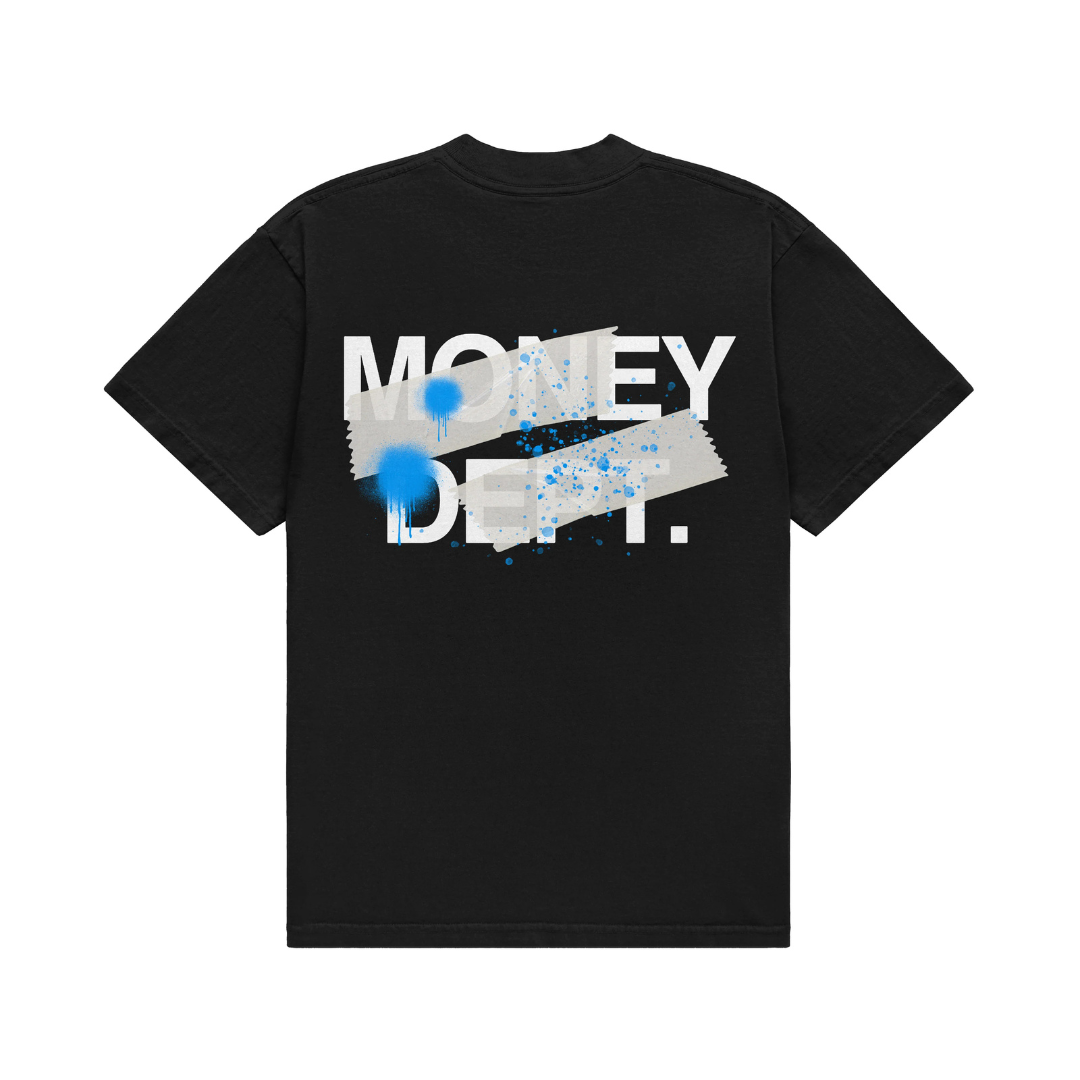 Money Dept Tape Tee (Black/Blue)