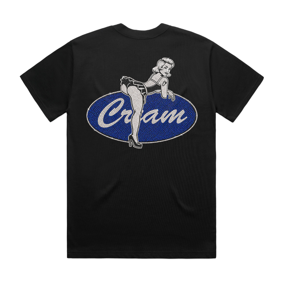 Cream Girl Rhinestone Tee (Black)