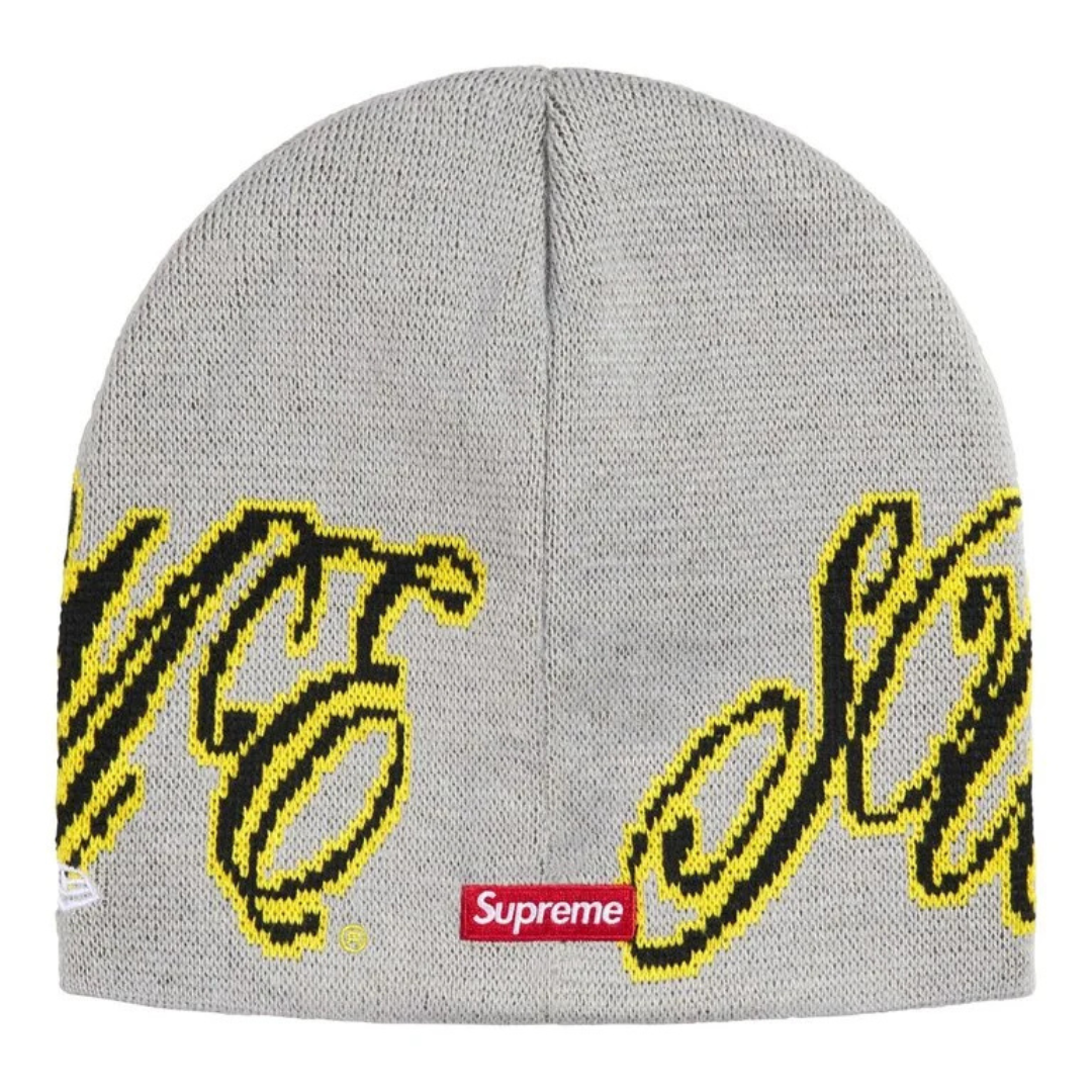 Supreme New Era Cursive Beanie (Grey)
