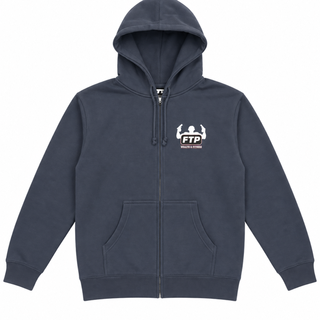 FTP Wealth & Fitness Zip Up Hoodie (Navy)