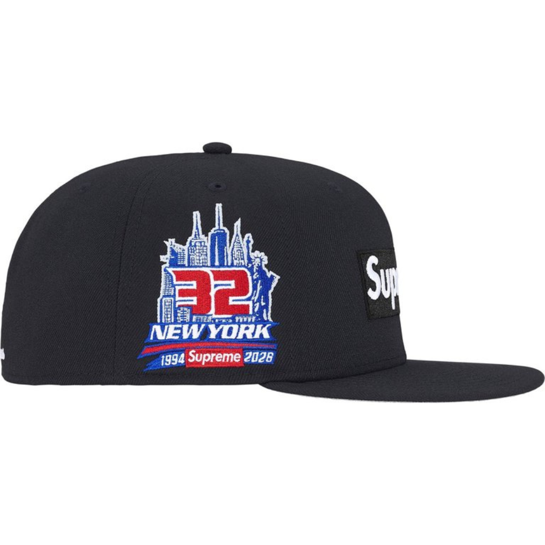 Supreme New Era Shop Box Logo Fitted Hat (Black)