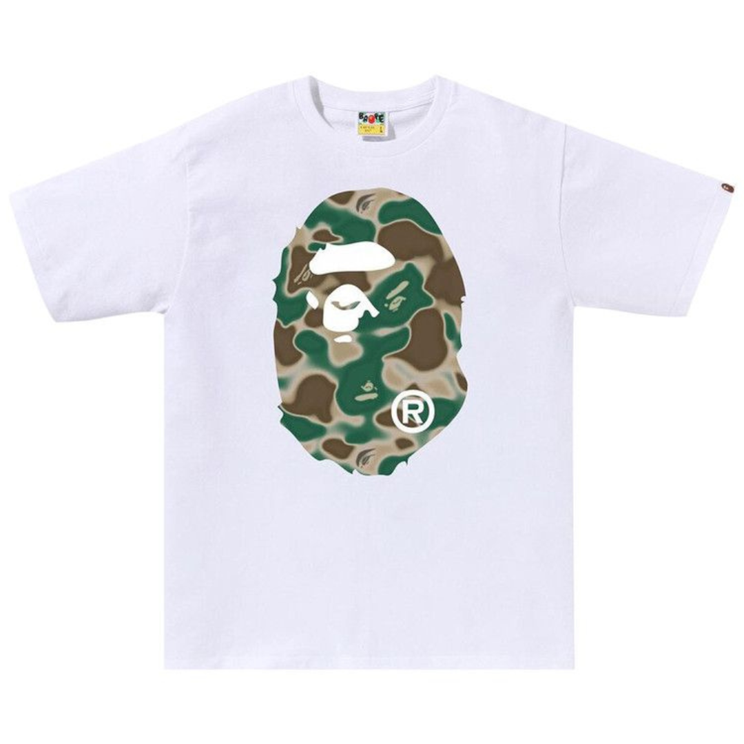 Bape Liquid Camo Big Ape Head Tee (White/Olivedrab)