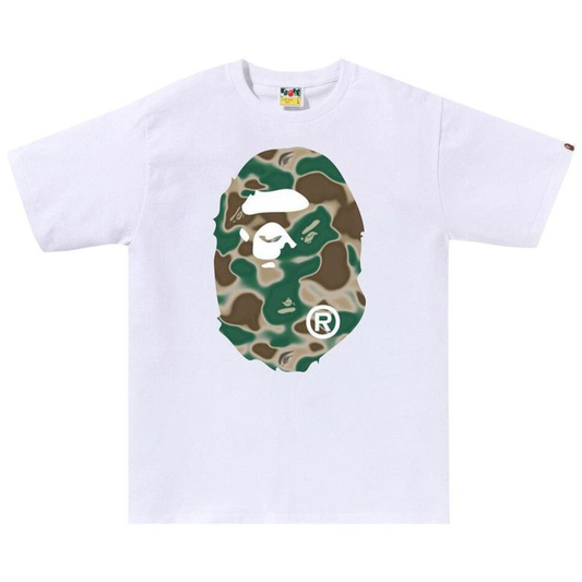 Bape Liquid Camo Big Ape Head Tee (White/Olivedrab)