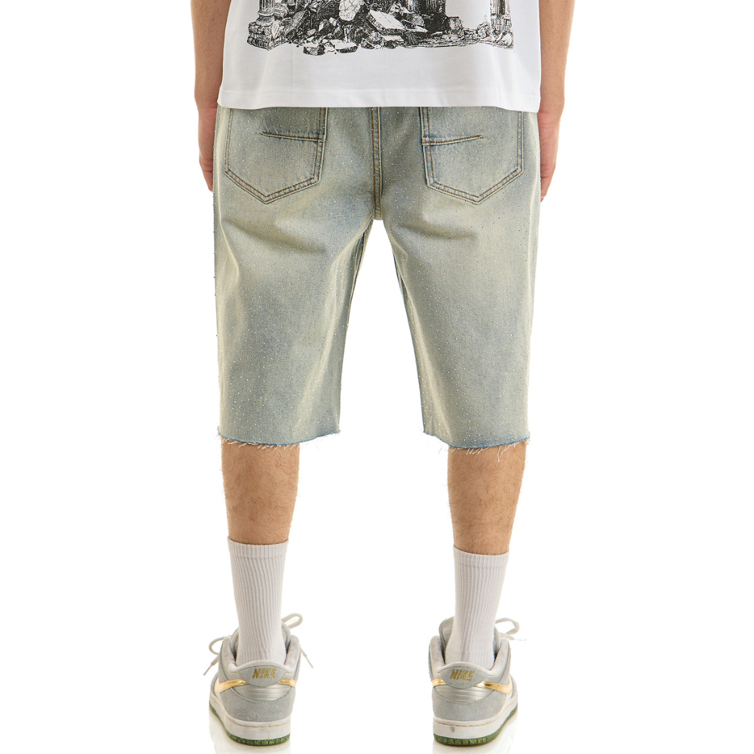 KDNK Rhinestone Shorts (Light Blue)