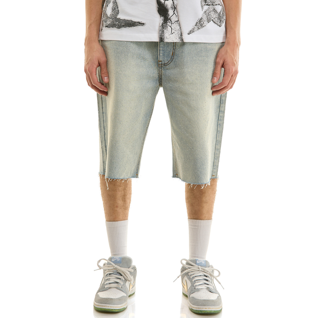 KDNK Rhinestone Shorts (Light Blue)