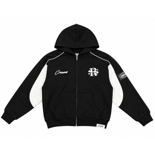 Cream Ricardo Sandoval Zip Up Hoodie (Black/White)