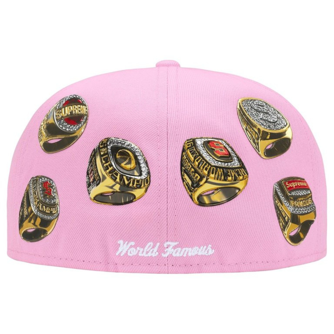 Supreme New Era Rings Box Logo Fitted Hat (Pink)