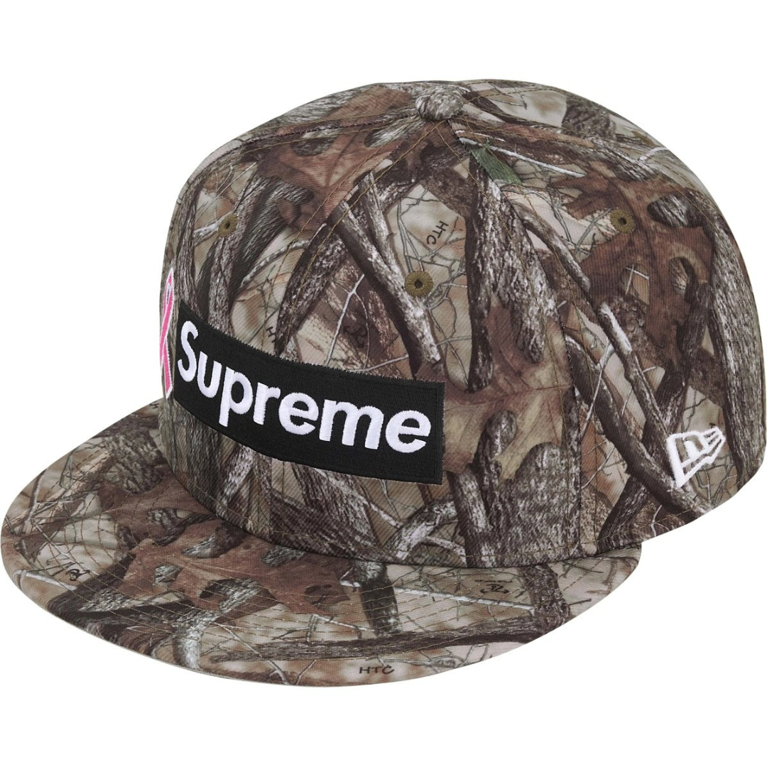 Supreme x New Era Breast Cancer Awareness Box Logo Fitted Hat (Camo)
