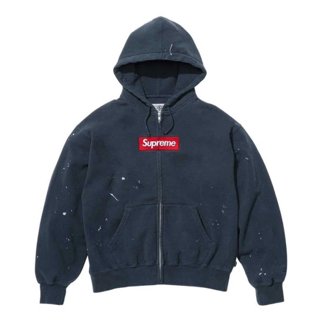 Supreme MM6 Maison Margiela Box Logo Zip Up Hoodie (Navy)