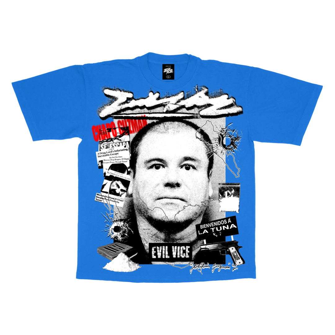 Evil Vice Evil Vice Chapo Tee (Blue) – Cream SB