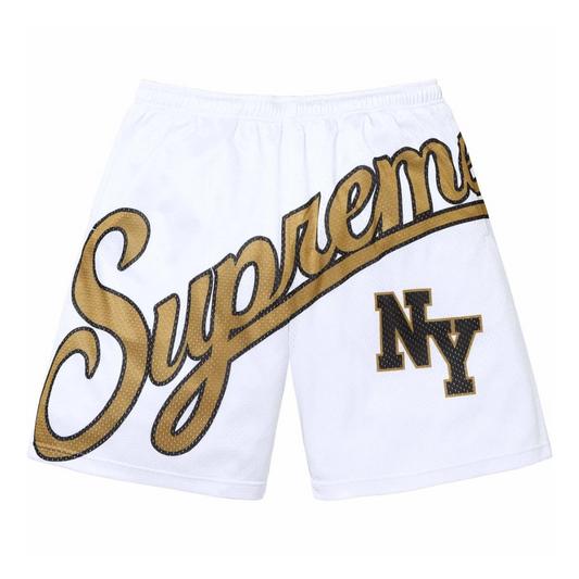 Supreme Big Script Mesh Short (White)