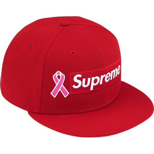 Supreme x New Era Breast Cancer Awareness Box Logo Fitted Hat (Red)