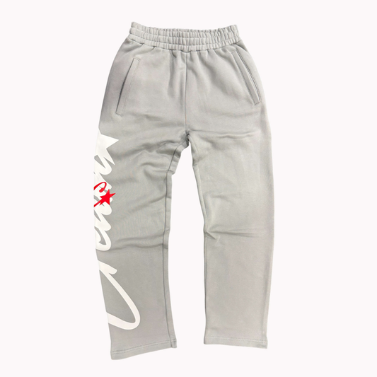 Cream Overlapping Logo Sweatpants (Grey)