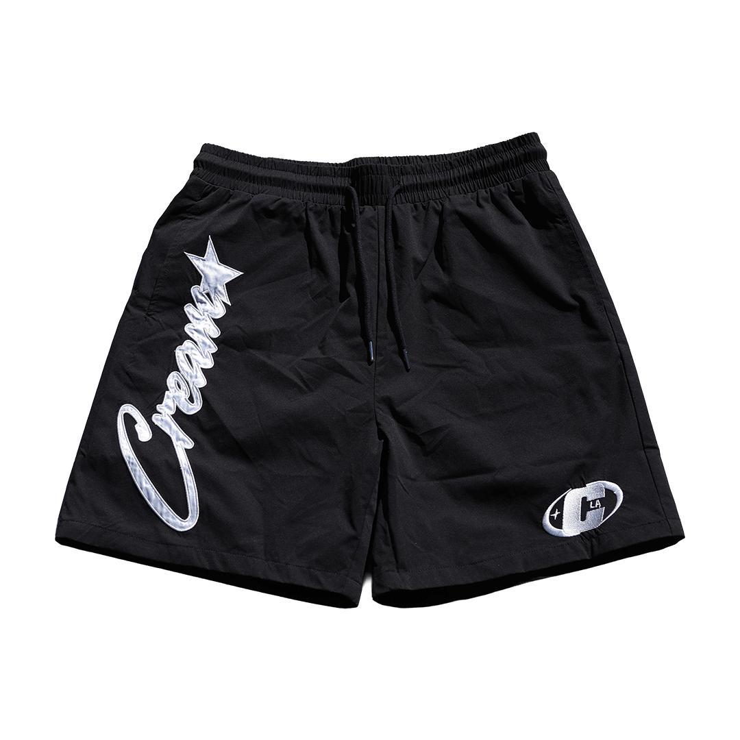Cream Star Logo Nylon Shorts (Black)