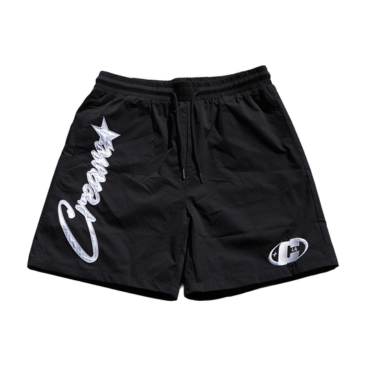 Cream Star Logo Nylon Shorts (Black)