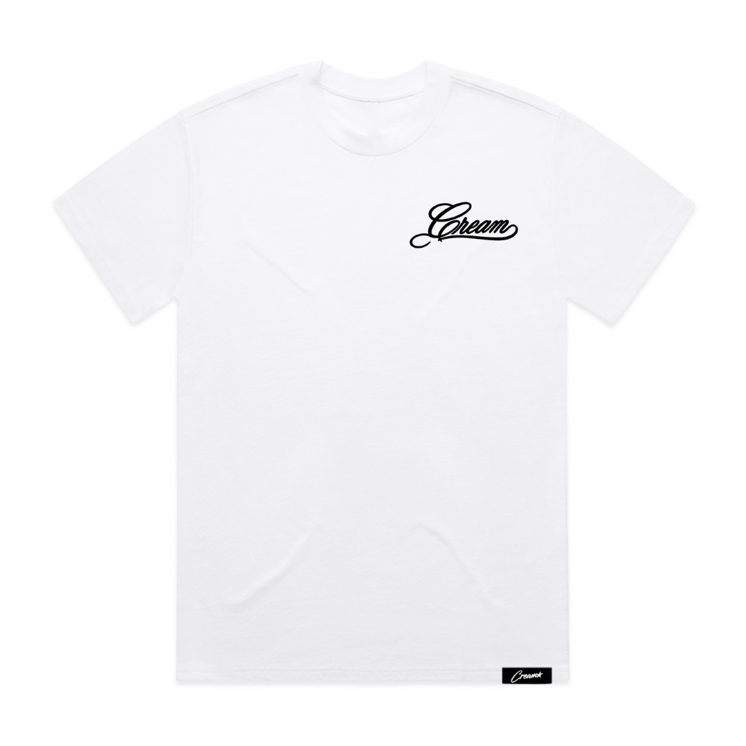 Cream Script Puff Print Tee (White)
