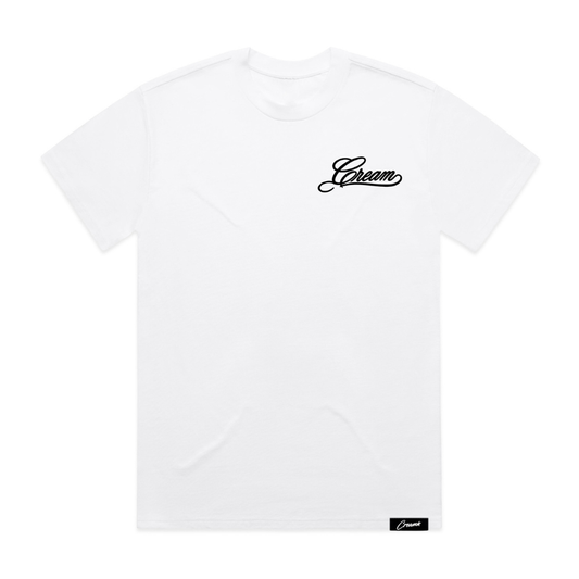 Cream Script Puff Print Tee (White)