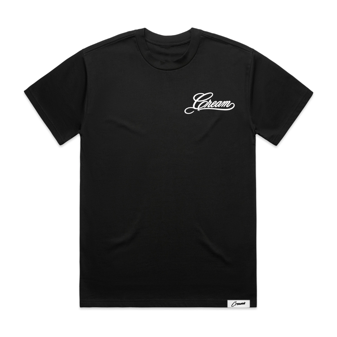 Cream Script Puff Print Tee (Black)