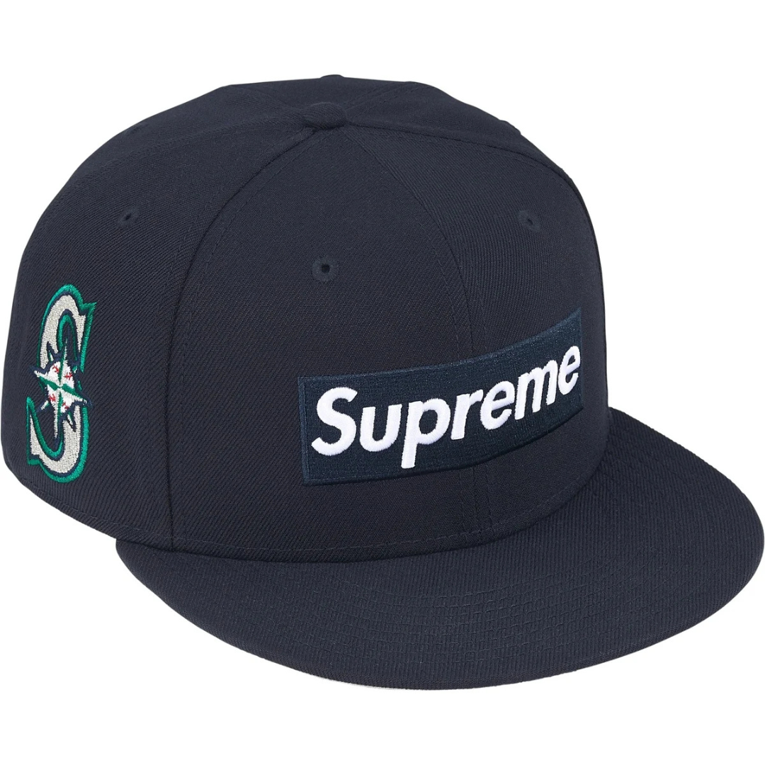 Supreme x New Era MLB Teams Box Logo Fitted Hat (Navy)(Seattle Mariners)