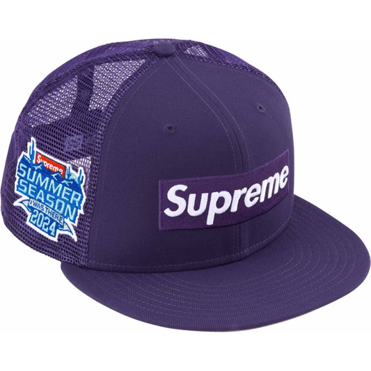 Supreme x New Era Box Logo Mesh Fitted Hat (SS24)(Purple)