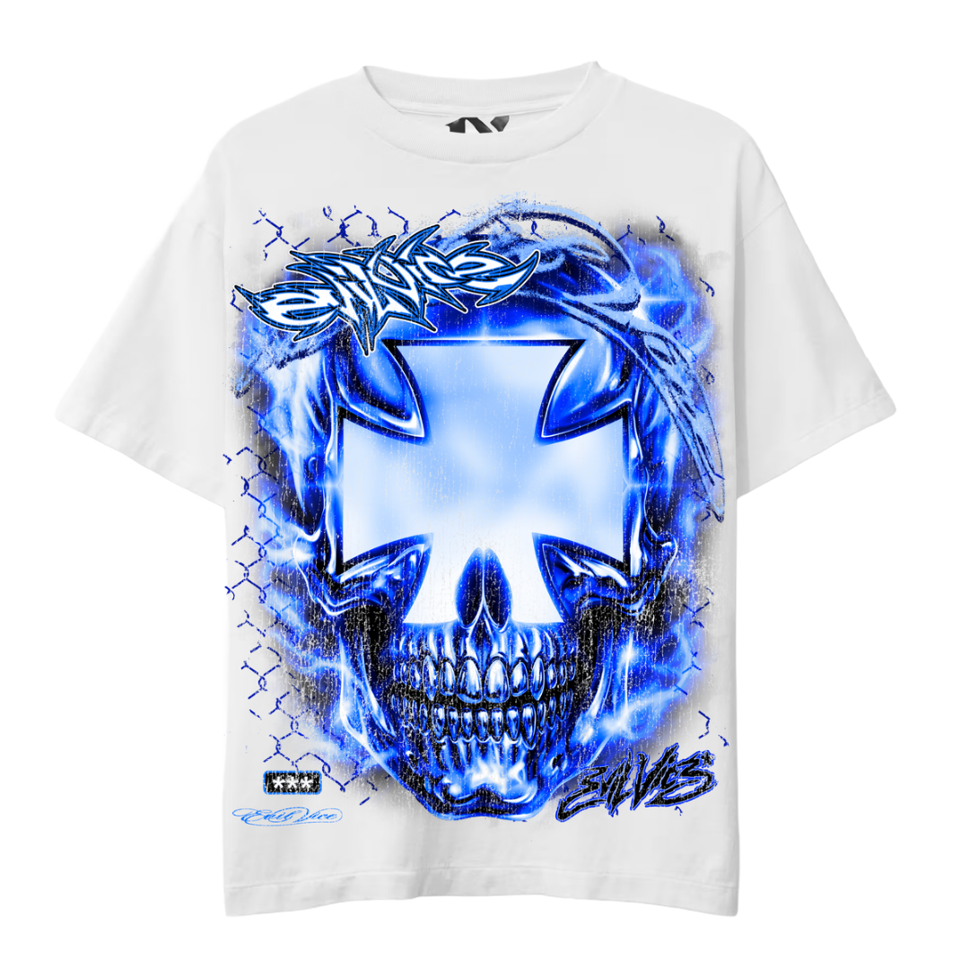 Evil Vice Chrome Cross Tee (White)