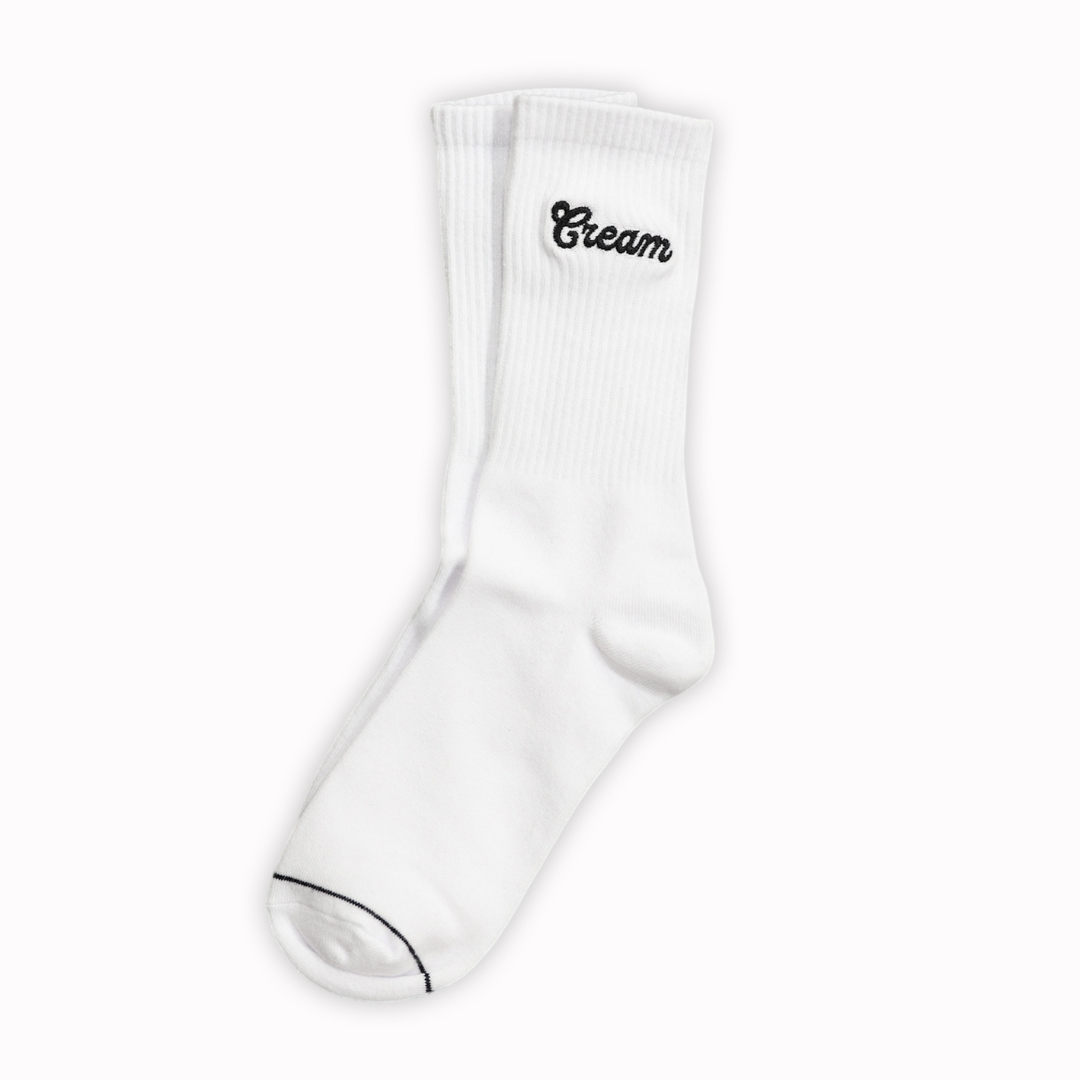 Cream Trademark Logo Socks (White)