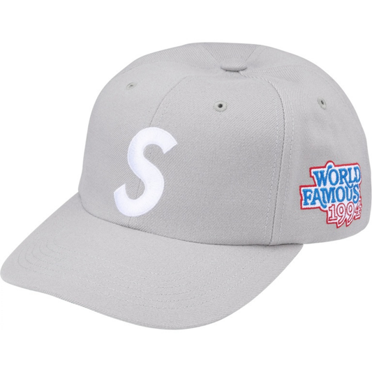 Supreme World Famous S Logo 6 Panel Hat (Grey)