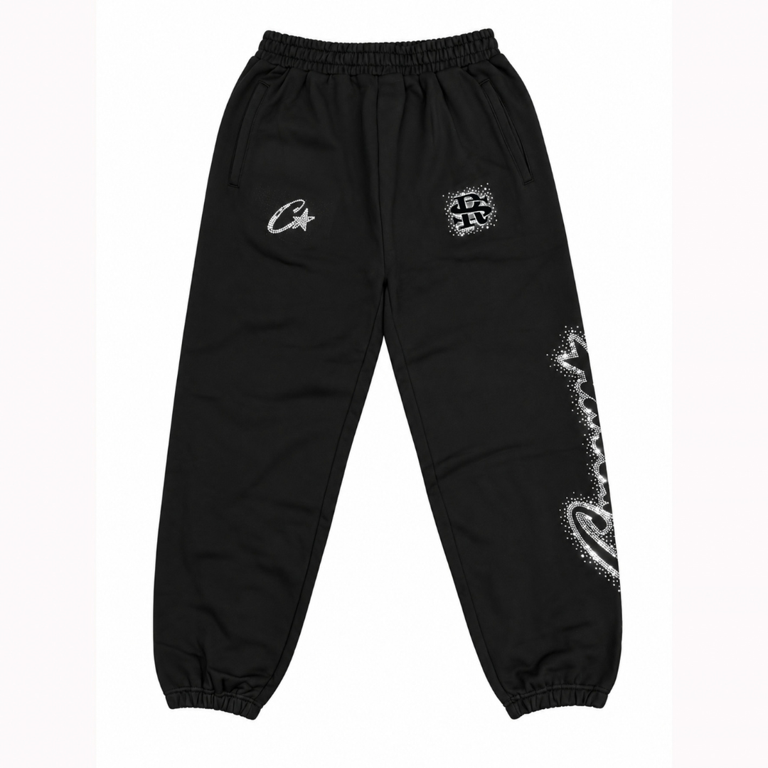 Cream Ricardo Sandoval Rhinestone Sweatpants (Black)