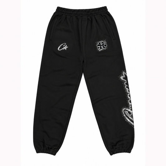 Cream Ricardo Sandoval Rhinestone Sweatpants (Black)