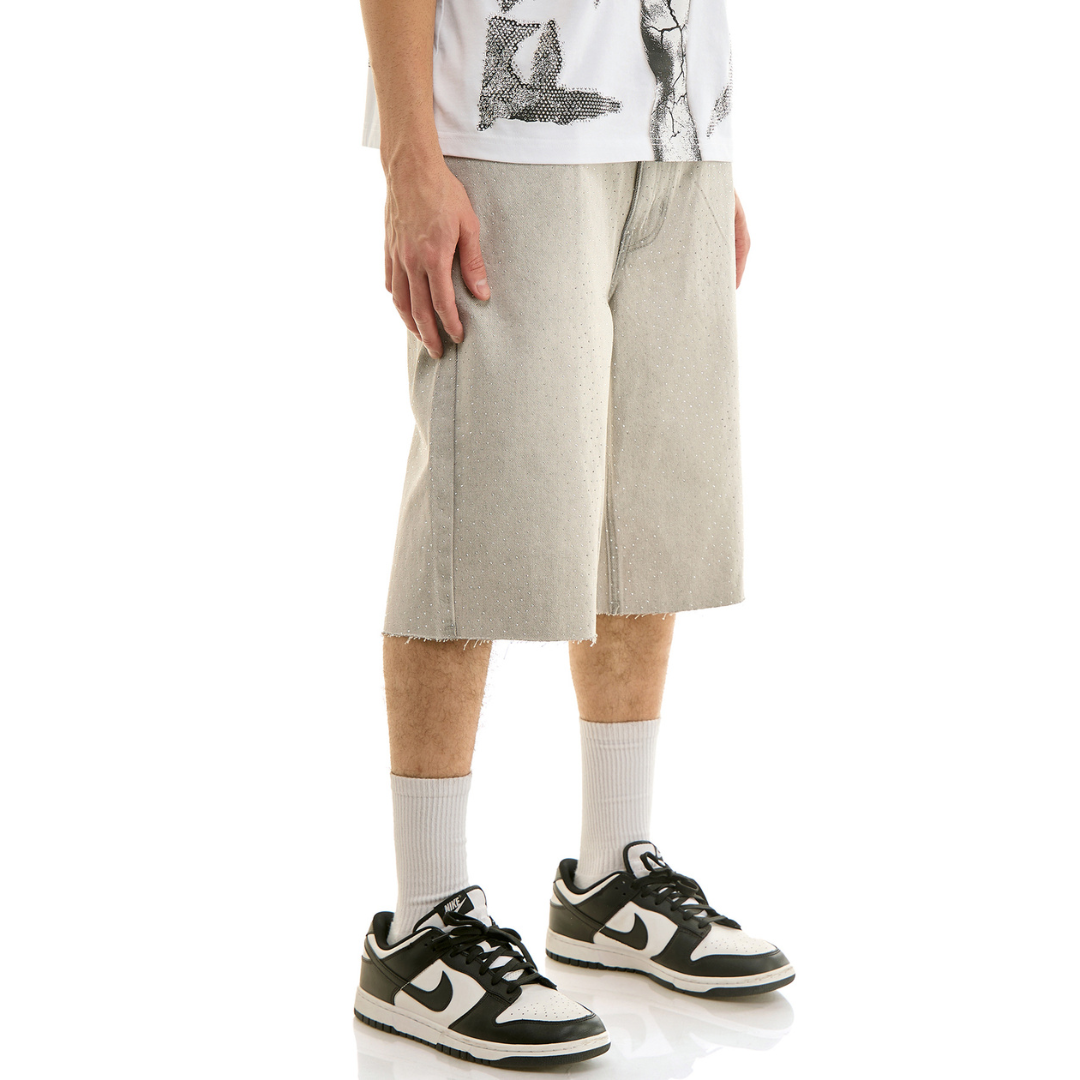 KDNK Rhinestone Shorts (Grey)
