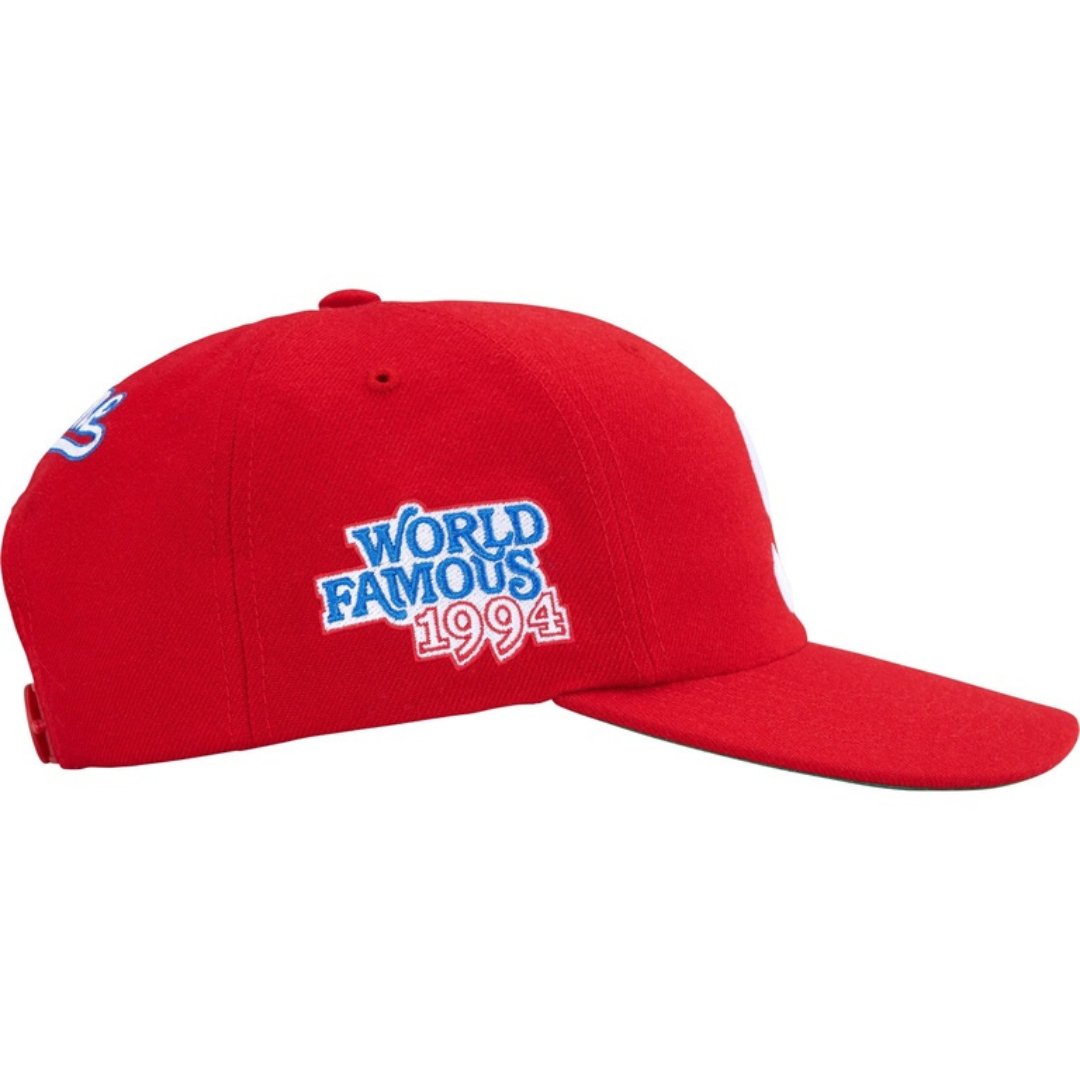 Supreme World Famous S Logo 6 Panel Hat (Red)